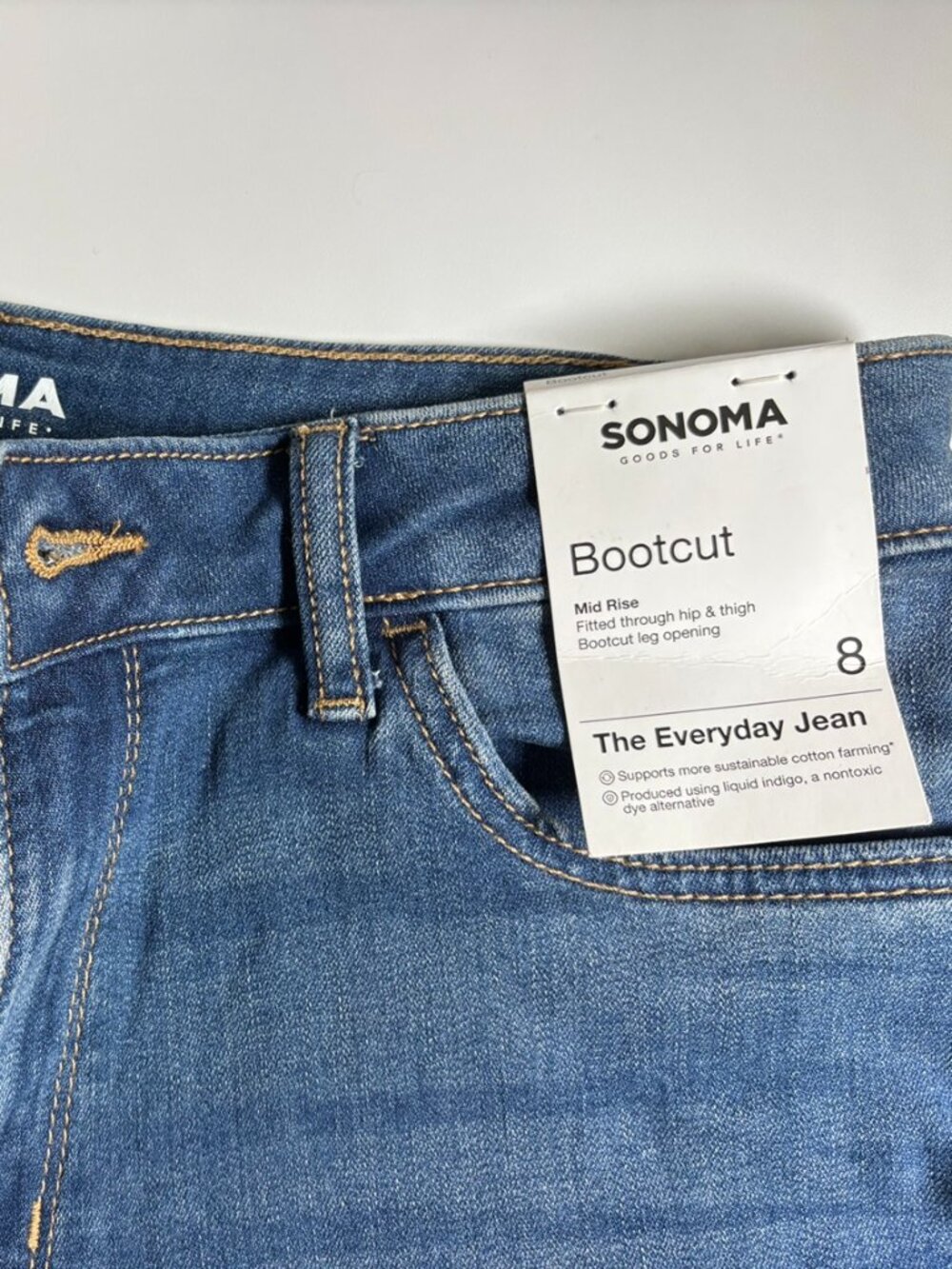 NWT Sonoma Bootcut Jeans Women's Size 8 Mid Rise Stretch Blue - Picture 4 of 13